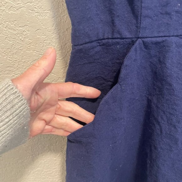 Pixley Navy Scallop Crissie Sundress Linen Blend Small - Picture 2 of 6